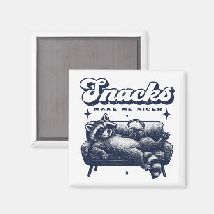 Imán Snacks Me Hacen Más Amable Mapache Divertido Anima
