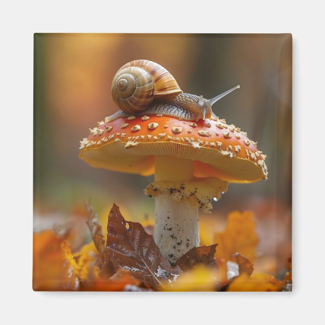 Imán Snail encima de la seta linda escena natural (Frente)