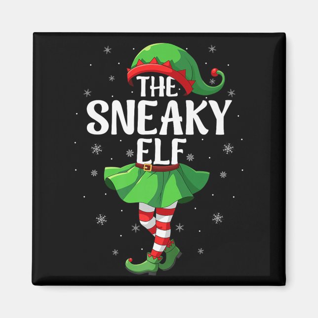 Imán Sneaky Elf Christmas Girls Women Elf Squad Xmas Fa (Frente)