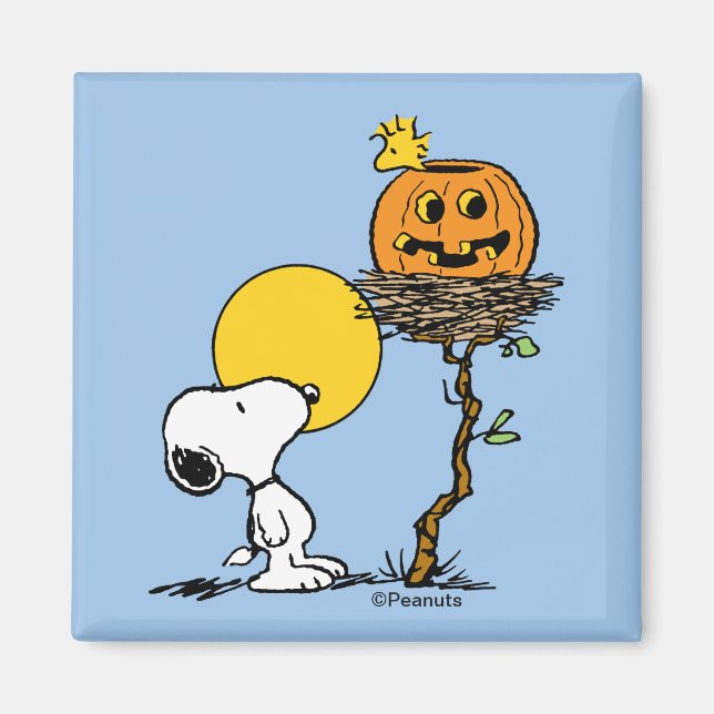 Imán Snoopy & Woodstock Nest con Jack O' Lantern (Frente)
