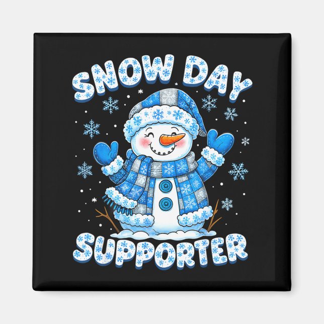 Imán Snow Day Suprter Cute Snowman Snowflake Christmas  (Frente)