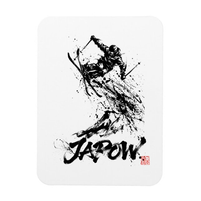 Imán Snowboard Brush Art - Skier jump (Vertical)