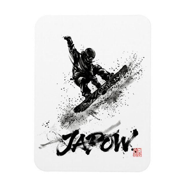 Imán Snowboard Brush Art - Snowboarder Grab (Vertical)
