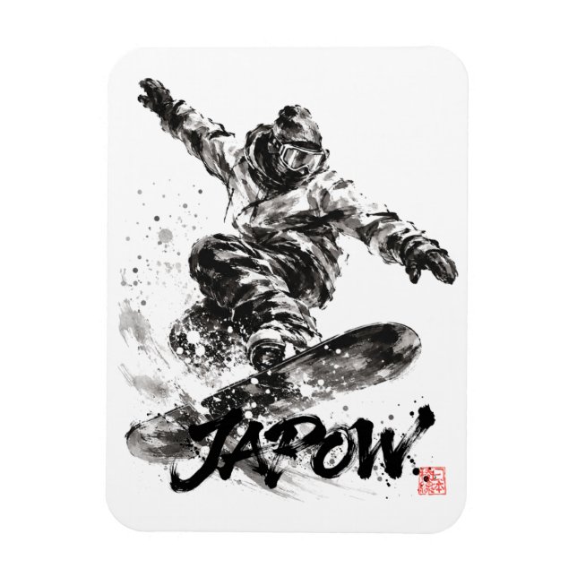 Imán Snowboard Brush Art - Snowboarder Light (Vertical)