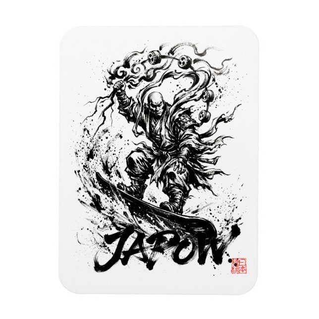 Imán Snowboard Brush Art - Snowboarder Raijin God (Vertical)