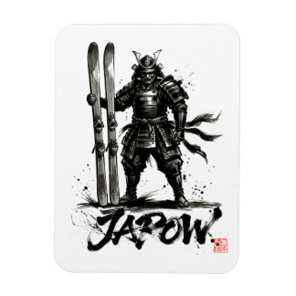 Imán Snowboard Brush Art - Standing Samurai Ski