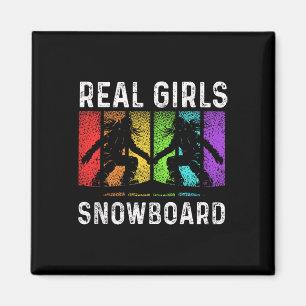 Imán Snowboard Chicas Retro Retro Retro Real de Snowboa
