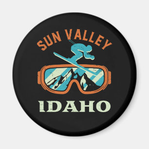 Imán Snowboard de esquí retro de Sun Valley Idaho