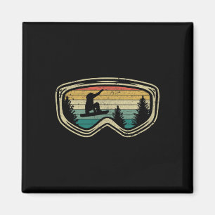 Imán Snowboard Googles Big Air Silhouette Retro Árboles