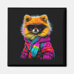 Imán Snowboard Pomeranian Dog Deportes de invierno