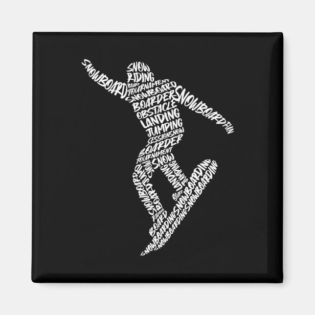 Imán Snowboard Snowboard Typography Niños Hombres Sn (Frente)