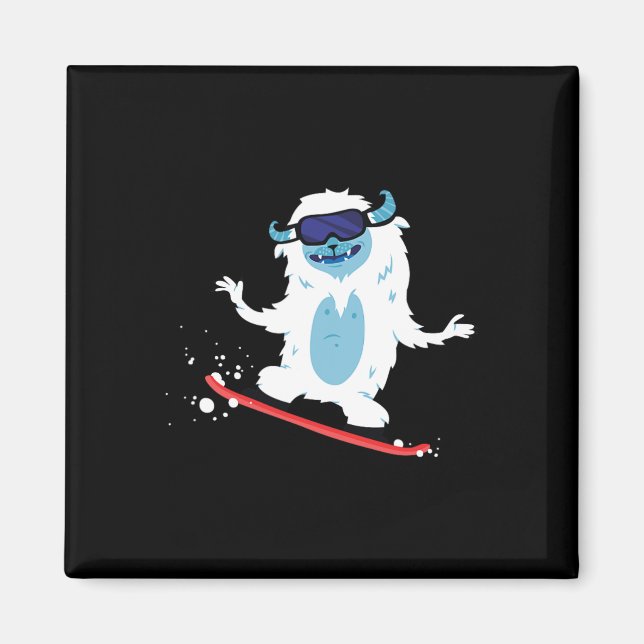 Imán Snowboard Yeti Bigfoot Gift Para Sasquatch Monst (Frente)
