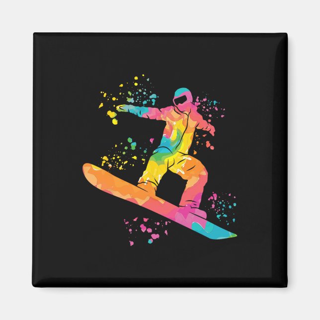 Imán Snowboarder Colorful Snowboard 44 (Frente)