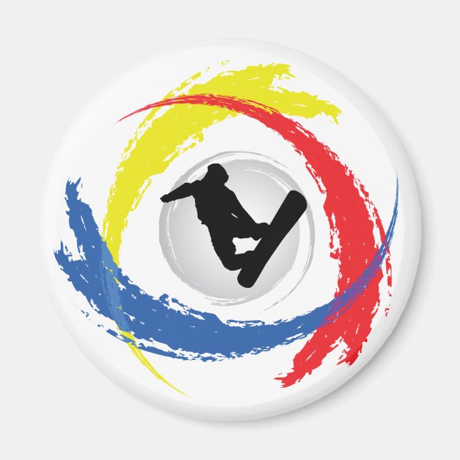 Imán Snowboarding Tricolor Emblema (Frente)