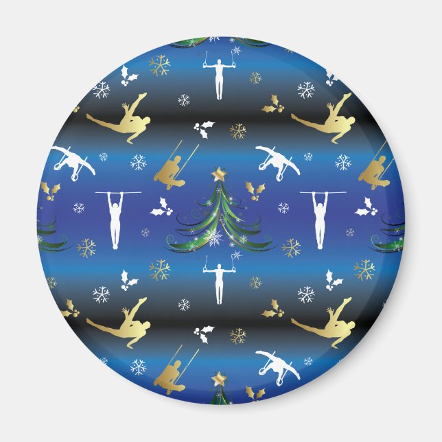 Imán Snowflake árbol de Navidad de gimnasia masculina (Frente)