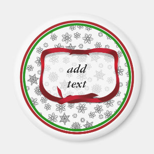 Imán Snowflakes con etiqueta de cinta roja