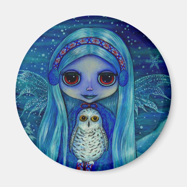Imán Snowley Owl Fairy Magnet (Frente)