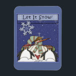 Imán Snowman caprichoso y pingüinos<br><div class="desc">Diseño de Navidades hermosos y caprichosos. Ideal como un pequeño regalo para la familia,  amigos,  socios de negocios y clientes.</div>
