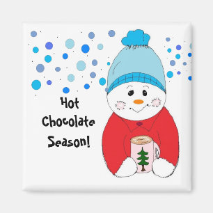 Imán Snowman comiendo chocolate caliente
