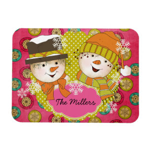 Imán Snowman Couple Personalizada Flexi Magnet
