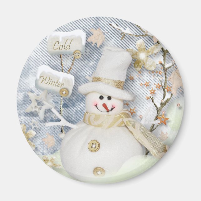 Imán Snowman de invierno frío (Frente)
