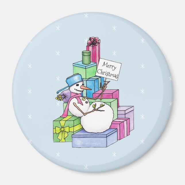 Imán Snowman escalando en regalos (Frente)
