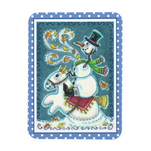 IMÁN SNOWMAN HORSEMANA SIN CABEZA, XMAS HALLOWEB HUMOR,