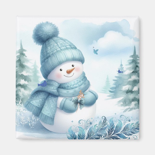 Imán Snowman Icy Blue Wonderland (Frente)
