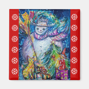 Imán SNOWMAN, JUGUETES, NAVIDAD ÁRBOL Blanco Rojo Snowf
