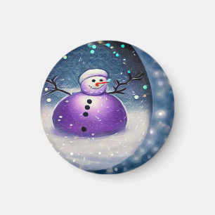 Imán Snowman pintado con aguijón morado