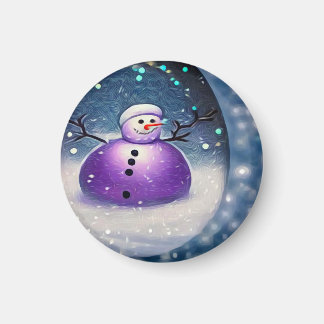 Imán Snowman pintado con aguijón morado