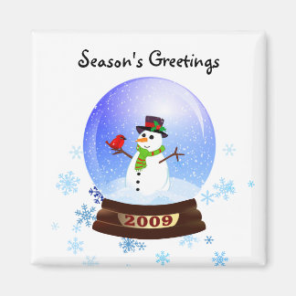 Imán Snowman Snowglobe - Saludos de la temporada