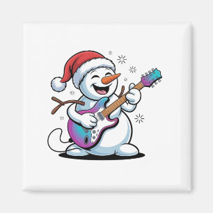 Imán Snowman toca guitarra Navidades de rock eléctrico