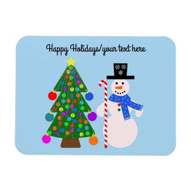 Imán Snowman y el árbol de Navidad #4 Magnet (Horizontal)