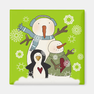 Imán Snowman y Penguin, amigos de la nieve