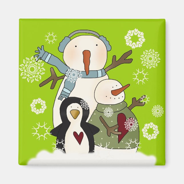 Imán Snowman y Penguin, amigos de la nieve (Frente)