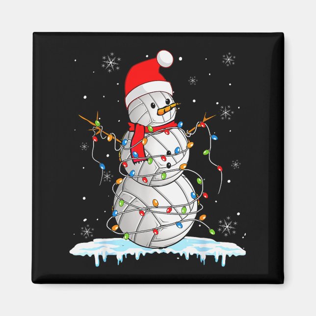 Imán Snowmies Santa Lights Christmas Snowman Volleyball (Frente)