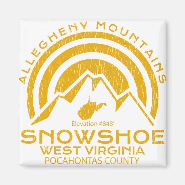 Imán Snowshoe West Virginia Mountain (Frente)