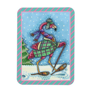 IMÁN SNOWSHOES DE INVIERNO, FLAMINGO DE COLOR ROSA, NAV
