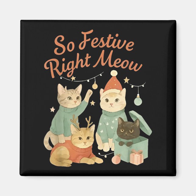 Imán So Festive Right Meow Funny Christmas Santa Cat  (Frente)