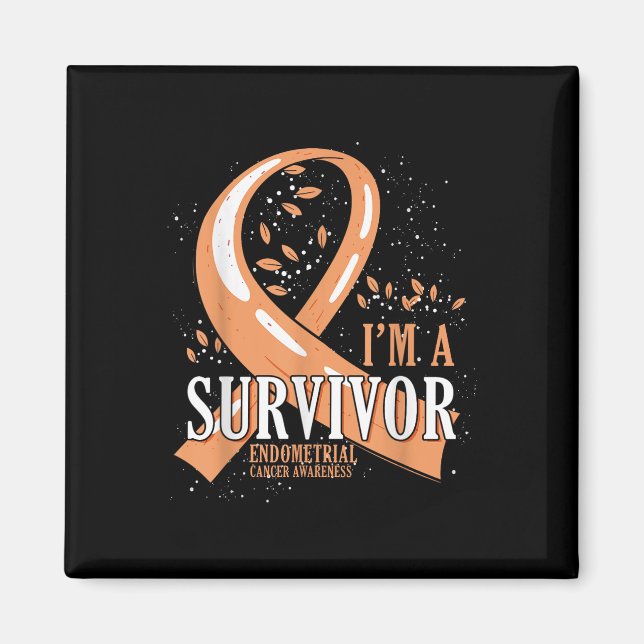 Imán Sobreviviente de cáncer Cinta Peach Cinta Cáncer e (Frente)