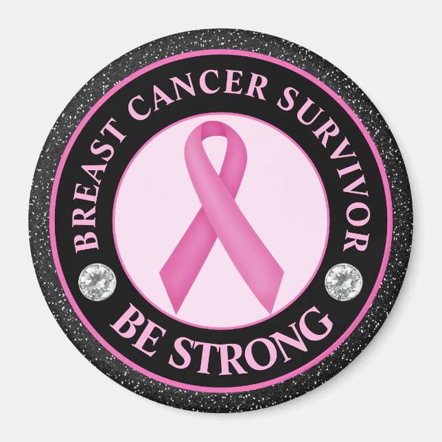 Imán Sobreviviente de cáncer de mama – Be Strong Pink R (Frente)