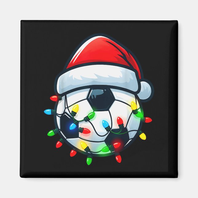 Imán Soccer Ball Santa Hat Xmas Pajamas Players Toddler (Frente)