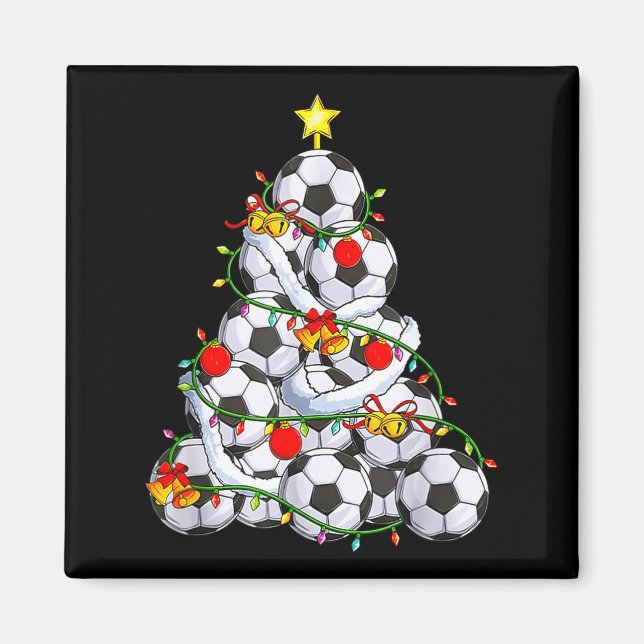 Imán Soccer Christmas Tree Ball Santa Hat Funny Xmas So (Frente)