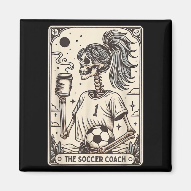 Imán Soccer Coach Tarot Card Halloween Skeleton Soccer  (Frente)