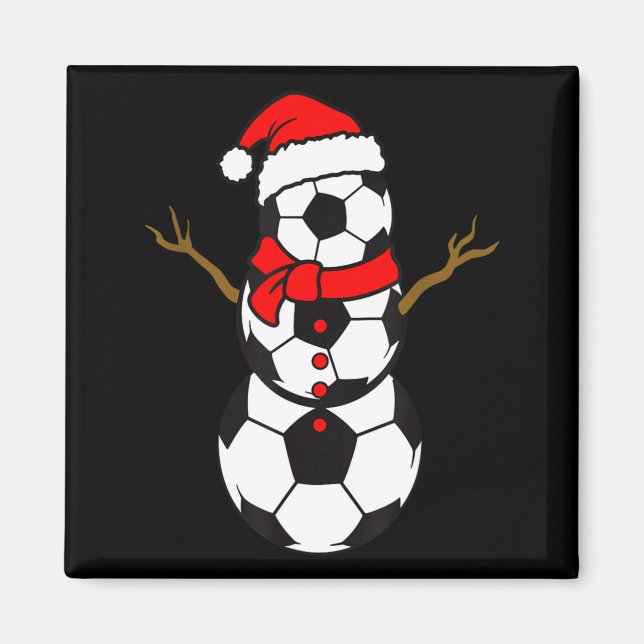 Imán Soccer Santa Hat Snowman Xmas Funny Soccer Lover C (Frente)