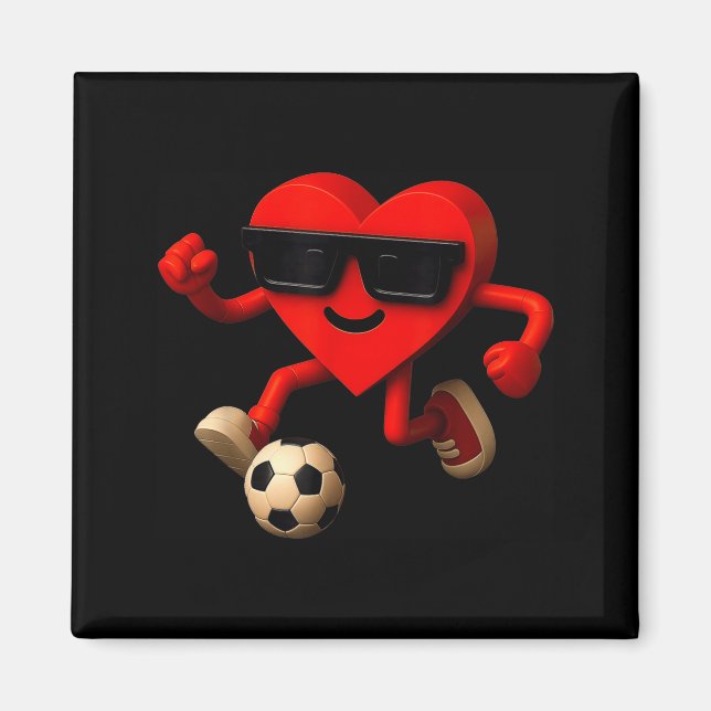 Imán Soccer Valentines Day Cute Funny Heart Boys Girls  (Frente)