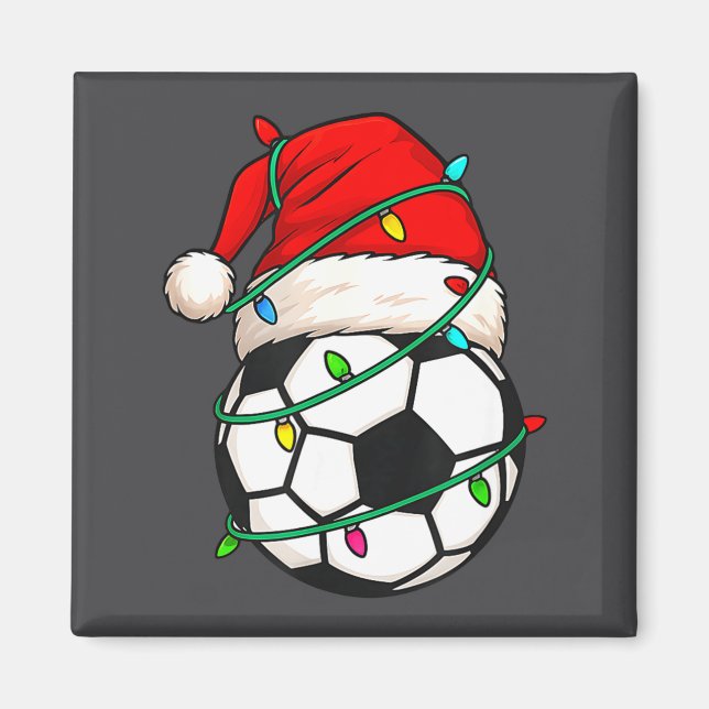 Imán Soccer With Santa Hat Funny Christmas Xmas Gift  (Frente)