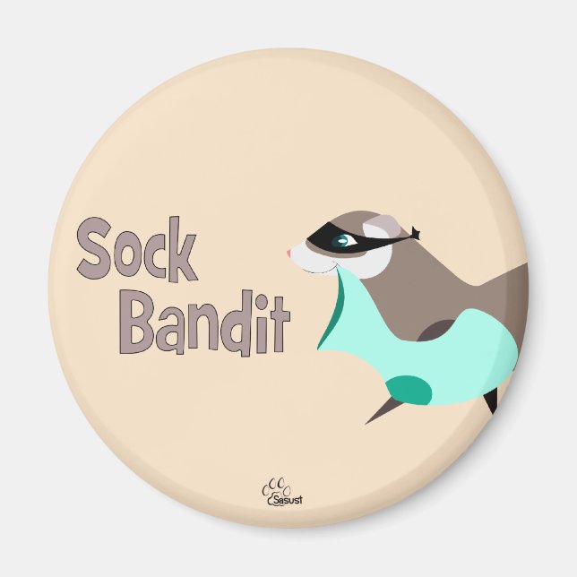 Imán Sock Bandit Funny Ferret Magnet (Frente)