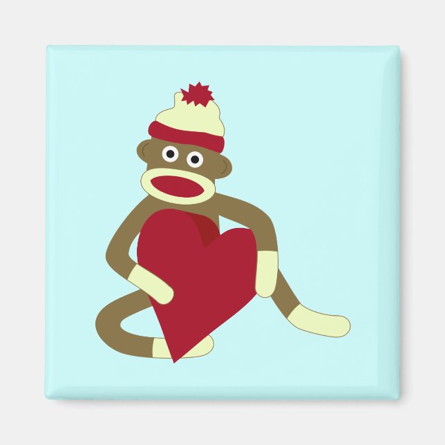 Imán Sock Monkey Love Heart (Frente)